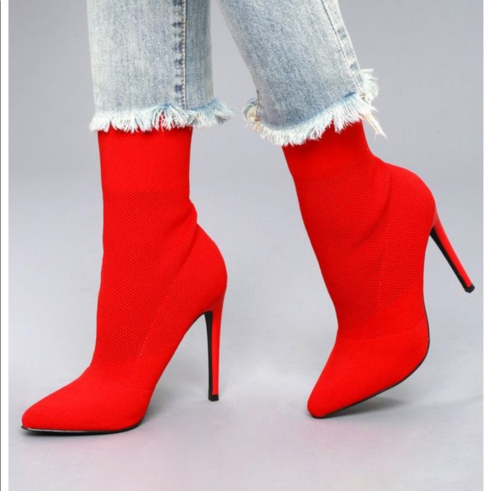 Red Steve Madden “Century” Sock Booties